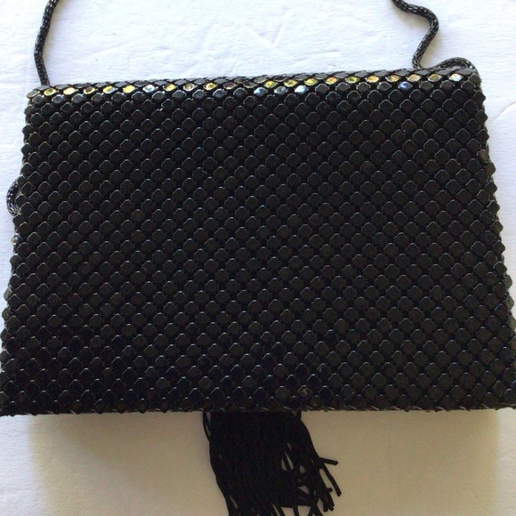 VINTAGE STAR BAGS BLACK METAL MESH EVENING BAG - Picture 2 of 8
